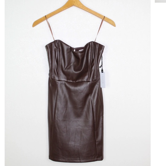 REVOLVE; ASTR THE LABEL Carmen Strapless Faux Leather Mini Dress Size Small - Picture 15 of 15